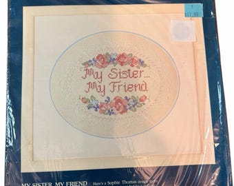 1989 New Vintage Sunset Cross Stitch Kit My Sister, My Friend 13033 12x10