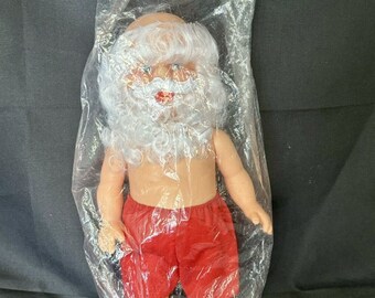 Vintage 1991 Darice 14" Santa Doll Christmas Hong Kong Music Button