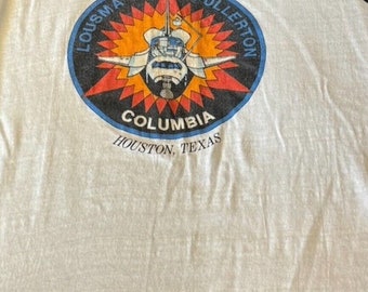 Vintage 80s Johnson Space Center Fullerton Columbia Houston Baseball Shirt NASA