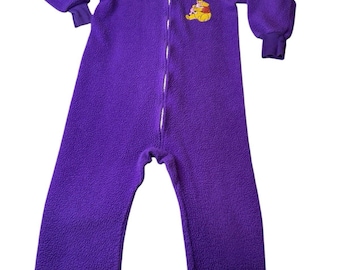 Rare Vintage Sz 6 Wormser Winnie The Pooh Piglet Zip Up Purple Pajamas Sleeper