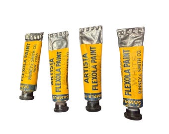 Vintage Artista Flexola Paint Tubes – Binney & Smith – Antique Artist Studio Decor – Set of 4