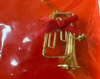 Vintage Lot Of 7 Commodore Mini Gold Music Instruments Christmas Ornaments