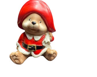 HOMCO Vintage Santa Bear Figurine with sack #5600 1980s Christmas
