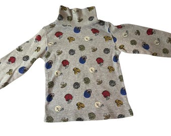 Vintage Kid Connection Shirt Football Helmet Turtleneck Size 2T Toddler