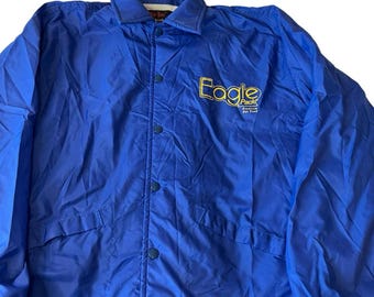 Vintage Advertising Jacket Eagle Pack Pet Food Large Blue Dunbrook Pla Jac Nylon