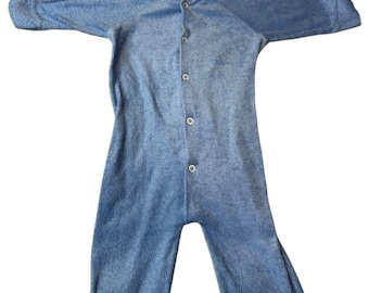 Vintage 0-3 Months Newborn Unisex Small Steps Baby Sleeper Terry Cloth Blue