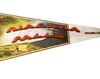 Vintage Niagara Falls Ontario Canada Felt Pennant Banner Travel Memorabilia