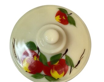 Vintage Fire King Ivory Apple Glass Lid 8 1/4 Inches For Casserole Dish