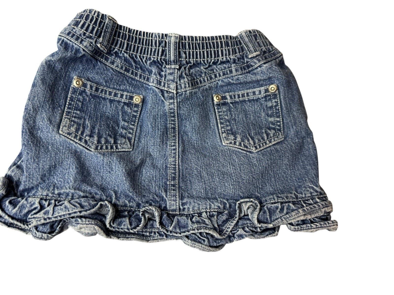 vintage gymboree ワンピース　ジャンスカ Sz 3 Vintage Gymboree Denim Jean Skirt Embroidered Flowers Ruffle