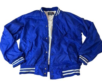 Chaqueta cortavientos vintage Trax talla pequeña, color azul, para béisbol y fútbol