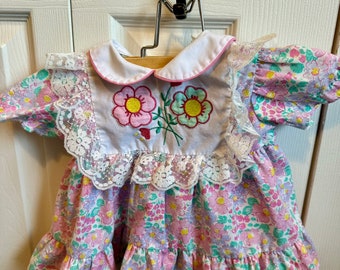 Vintage Infant Girls Floral Dress