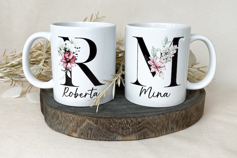Tasse mit Buchstaben, Tasse mit Namen, Tasse personalisiert mit Namen , Keramik Tasse, Geschenk, Kaffeetasse, Muttertag Bild 1