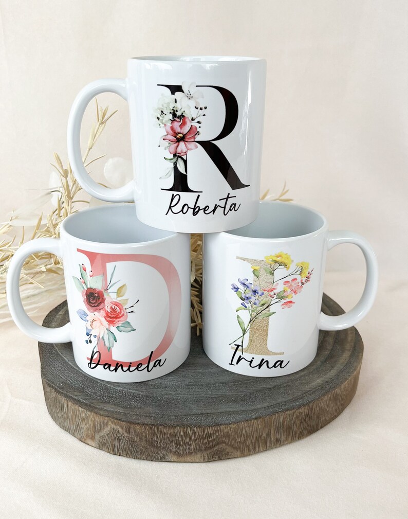 Tasse mit Buchstaben, Tasse mit Namen, Tasse personalisiert mit Namen , Keramik Tasse, Geschenk, Kaffeetasse, Muttertag Bild 4