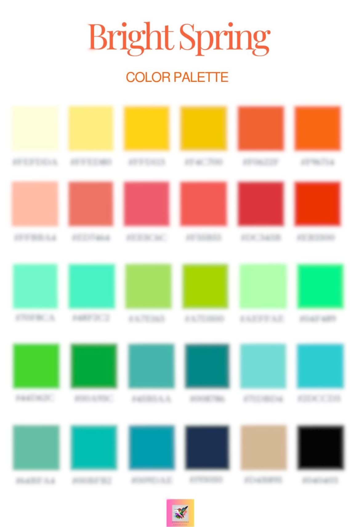 Seasonal Color Analysis - Bright Spring Color Palette With Hex Codes - Etsy