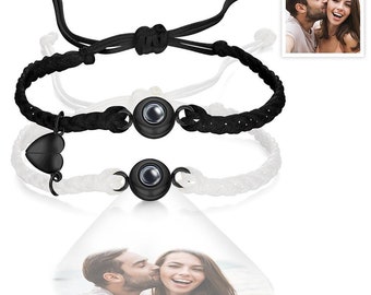 Pulsera de proyección de fotos personalizada, pulsera magnética tejida, imagen de regalo de aniversario, regalo de joyería interior para él, regalo conmemorativo