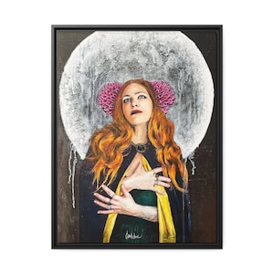 Moon Goddess Original Artwork Print on Matte Canvas, Black Frame, Wall Decor, Contemporary Art