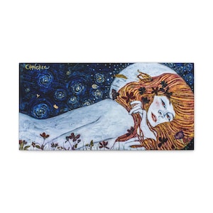 Mezzanotte, le stelle e te Opere d&#39;arte originali Stampa Canvas Gallery Wrap, Decorazione da parete, Arte contemporanea