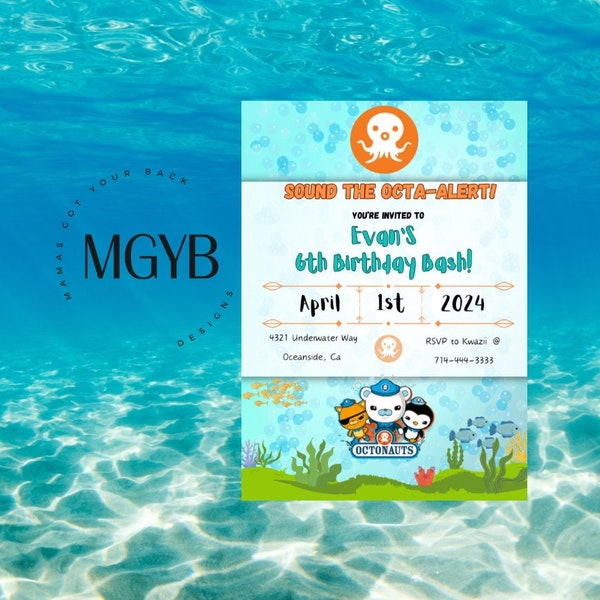 Octonauts Birthday Invitation, underwater invitation, birthday invitation, boy invitation, Editable template