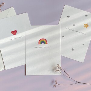 Trauerkarte Sternenkind | 3er Set Beileidskarten DIN A6 mit Umschlägen | Minimalistische Trauerkarten Aquarell | Sternenkind Karte Abschied