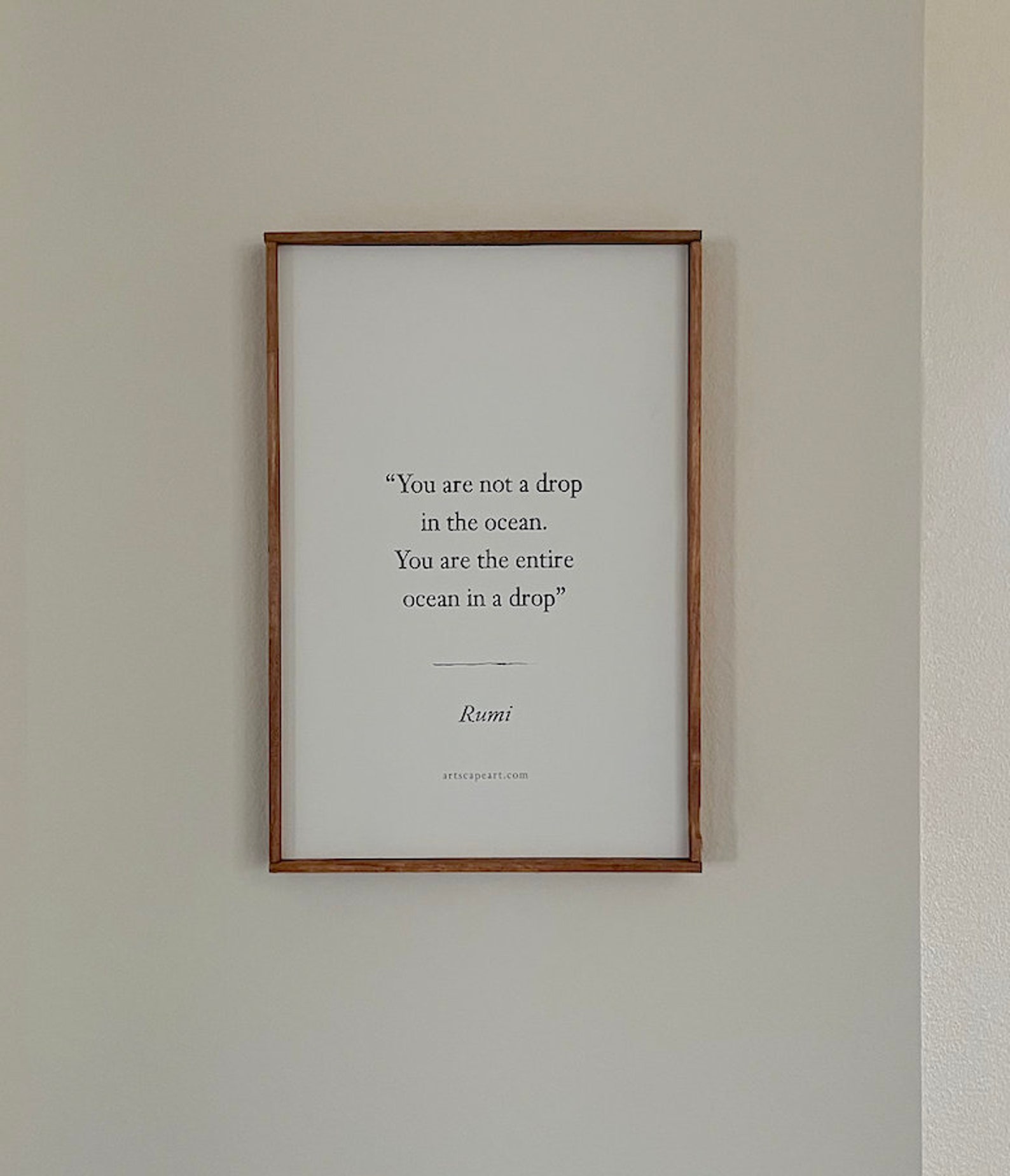 Rumi Inspirational Quote Framed Wall Art Rustic Farmhouse Wooden Frame
