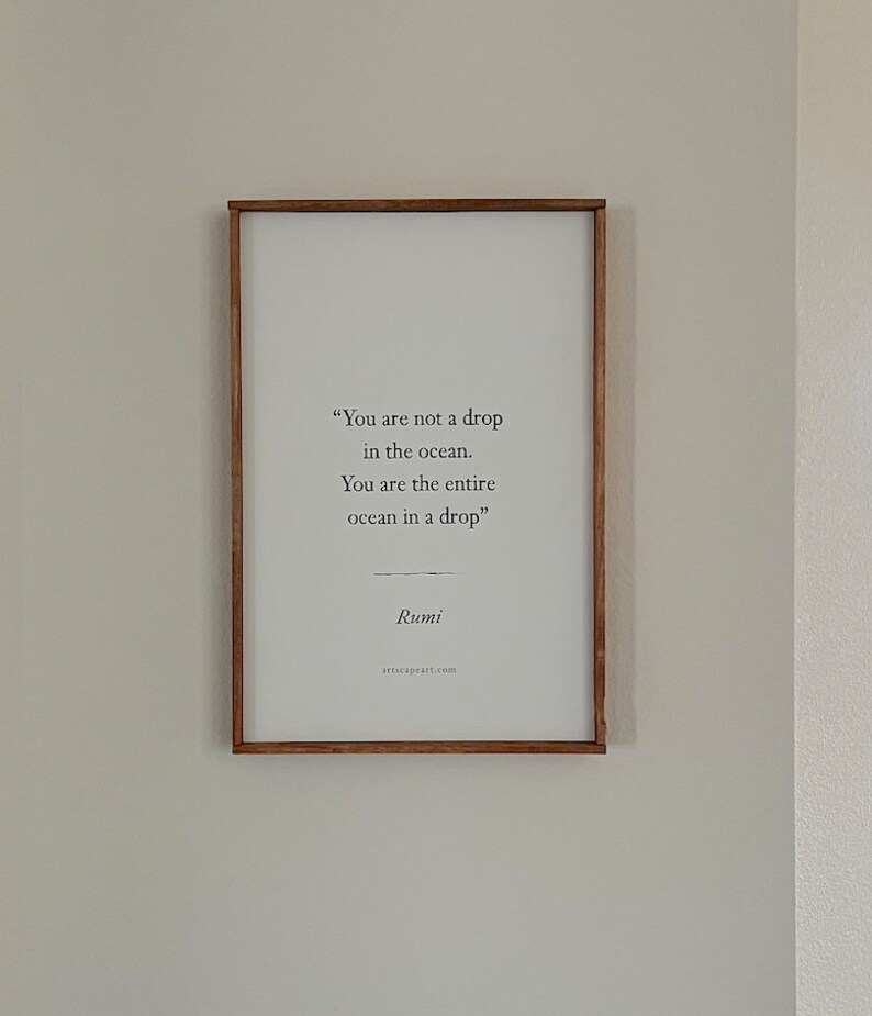 Rumi Inspirational Quote Framed Wall Art Rustic Farmhouse Wooden Frame. Framed Art Rumi Quote