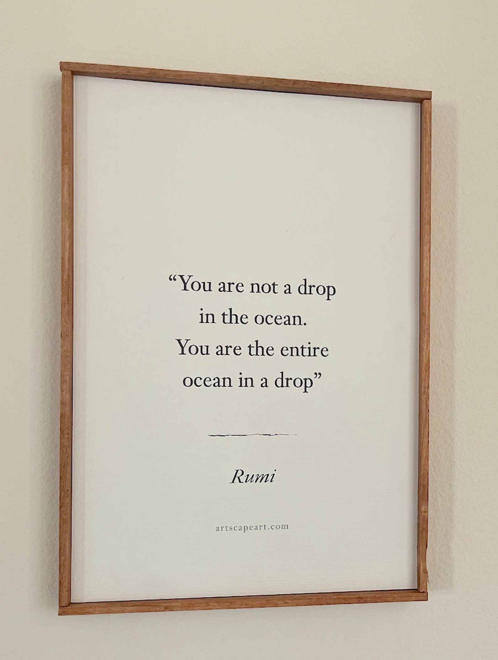 Rumi Inspirational Quote Framed Wall Art Rustic Farmhouse Wooden Frame