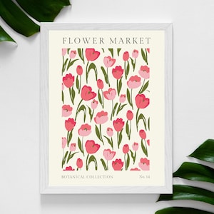 Flower Market Tulip Print| Wild Flower Wall Art| Flower Market Poster| Living Room Print| Bedroom Wall Decor| Modern Abstract Plant Wall Art