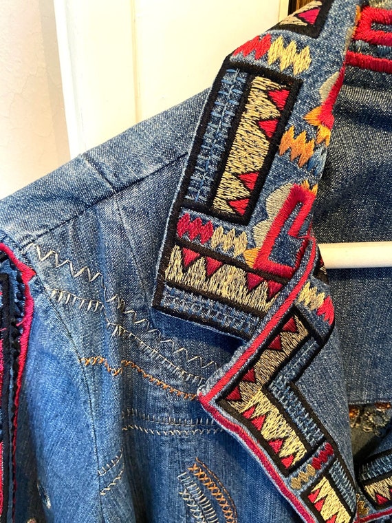 Coldwater Creek Denim Jacket, Embroidered, Brocad… - image 8