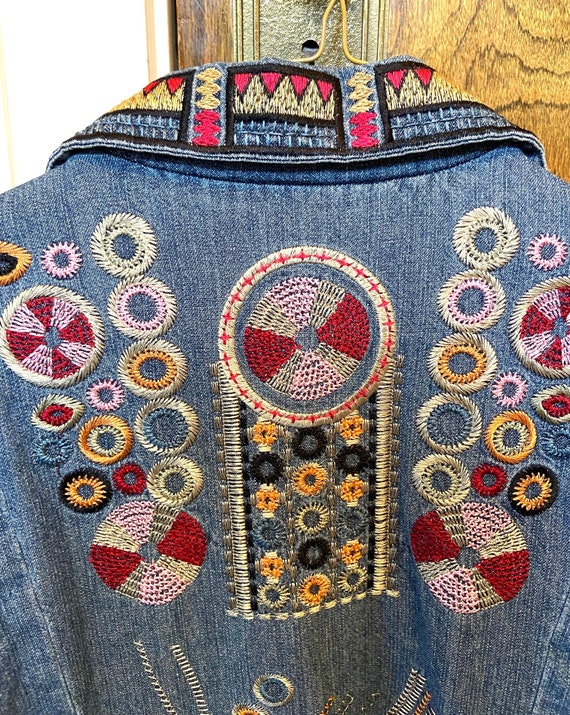 Coldwater Creek Denim Jacket, Embroidered, Brocad… - image 3
