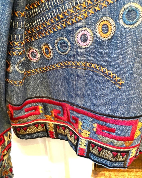 Coldwater Creek Denim Jacket, Embroidered, Brocad… - image 6