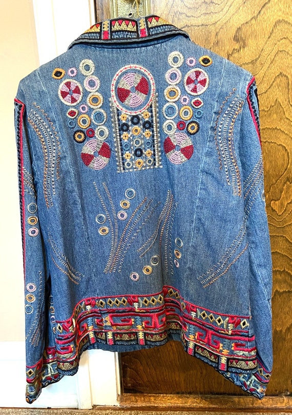 Coldwater Creek Denim Jacket, Embroidered, Brocad… - image 2