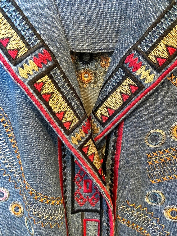 Coldwater Creek Denim Jacket, Embroidered, Brocad… - image 7