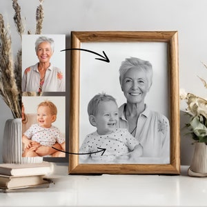 Add Loved One to Photo, Fast Delivery, Loss of Father-Mother, Family Portrait From Photos, Combine Photos, Memorial Gift for Dad Mom, Gift