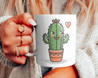 Valentines Day Cactus Coffee Mug, Plant Lover Gift, Girlfriend Gift, Gifts for Her, Couple Mug, Gifts for Mom, Cactus Mug, Cactus Love