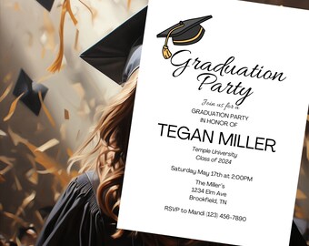 Graduation Party Invitation, Graduation Invitation Template, high School Graduation, Graduation Party Invite, Editable Template