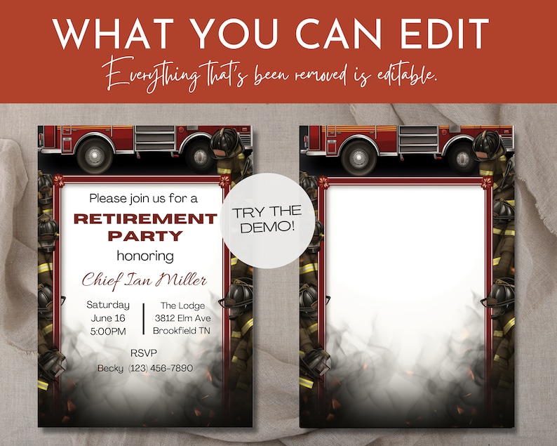 Firefighter Retirement Invitation, Firefighter Digital Invite, Chief ...