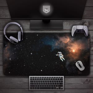 Space Desk Mat - Astronaut XL Mousepad, Galaxy Gaming Desk Pad, Outer Space Office Decor Gift, Space Gaming Aesthetic, Spaceman Playmat