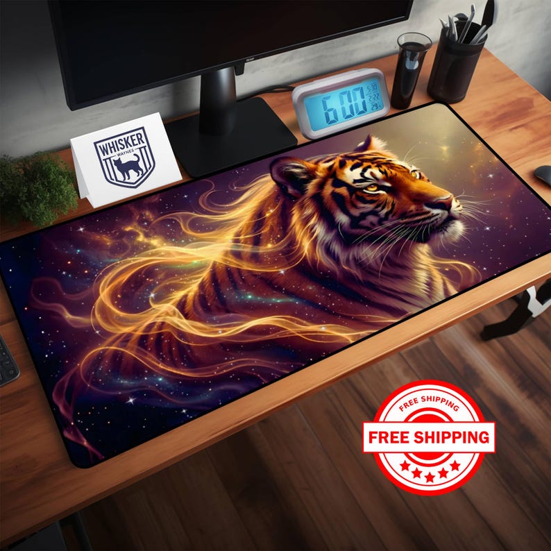 Computer Mat Tiger Tiger Desk Mat - Cosmic Tiger Gaming Mouse Pad, Galaxy Tiger Extended ...