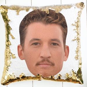 Almohada de lentejuelas Miles Teller / Decoración del hogar / Funda de almohada y relleno / Almohada mágica / Decorativa / Idea de regalo divertida para los fanáticos de las películas War Dogs
