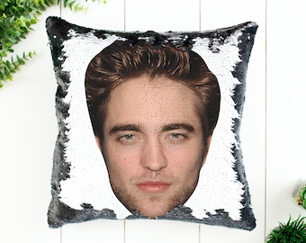 Robert Pattinson Sequin Pillow | Home Decor | Pillow Case & Filling Magic Pillow Decorative Funny Gift Idea for Edward Cullen Fans Twilight