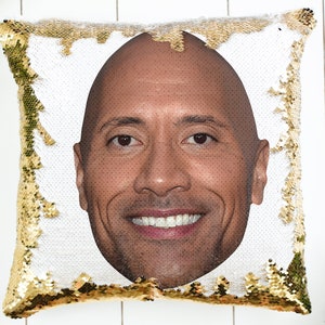 Almohada de lentejuelas de Dwayne Johnson / Decoración del hogar / Funda de almohada y relleno / Almohada mágica decorativa / Imagen oculta / Regalo divertido The Rock