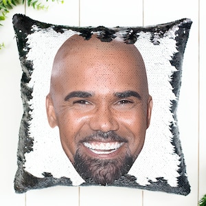 Almohada de lentejuelas Shemar Moore / Decoración del hogar / Funda de almohada y relleno / Almohada mágica / Decorativa / Idea de regalo divertida para los fanáticos de las películas SWAT