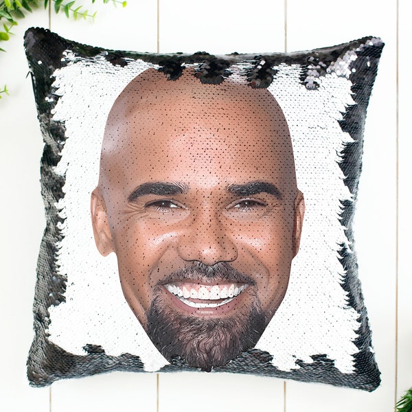Shemar Moore Sequin Pillow | Home Decor | Pillow Case & Filling | Magic Pillow | Decorative | Funny Gift Idea For SWAT Movie Fans