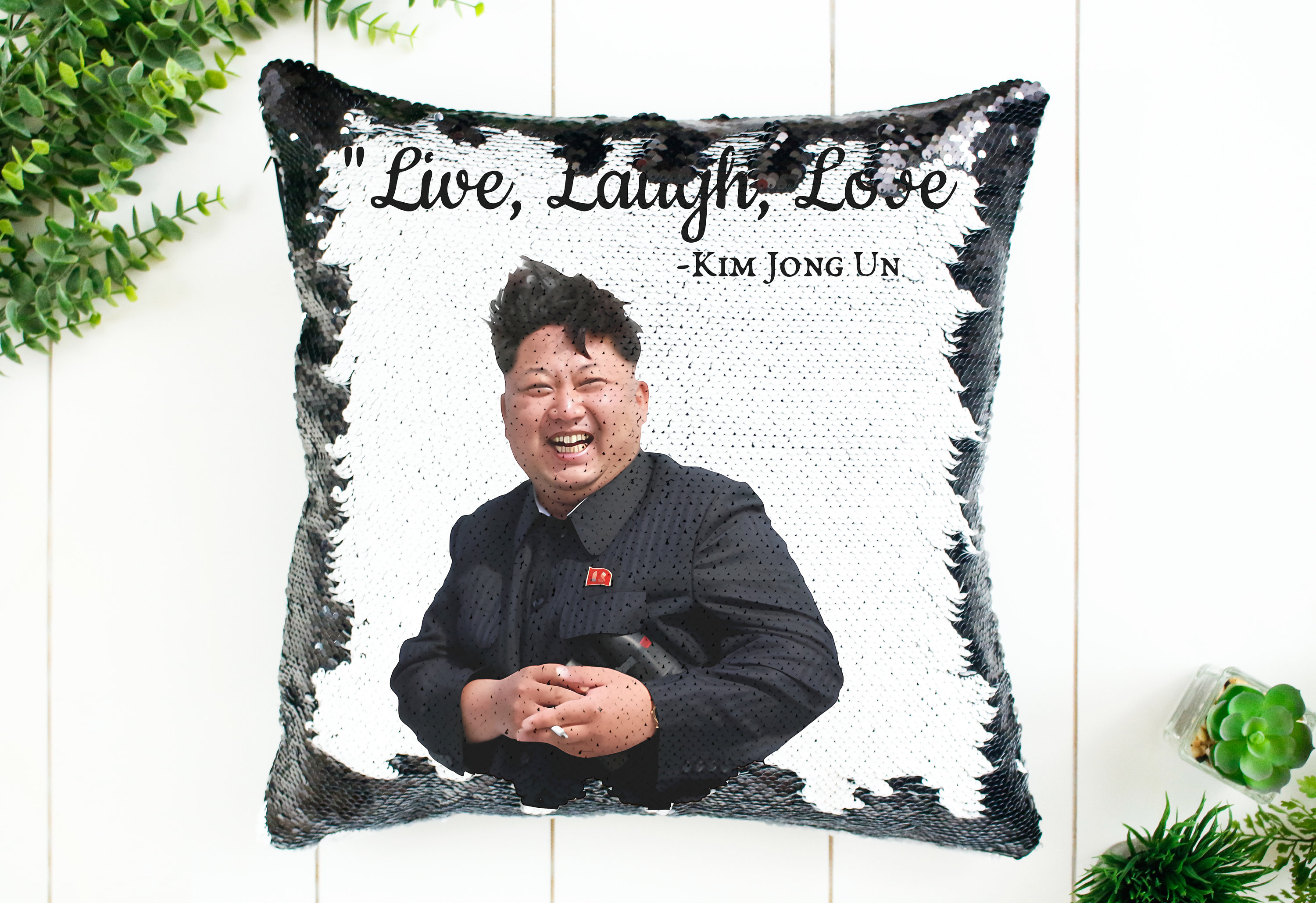 Kim Jong Un, Live, Laugh, Love Meme Pillow Home Decor Pillow Case & Filling Meme Pillow Magic