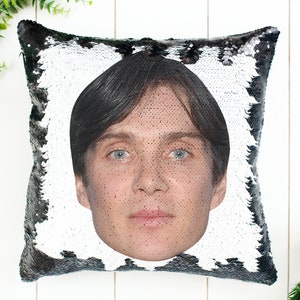 Cillian Murphy paillettenkussen | Woondecoratie | Kussensloop en vulling Magisch kussen Decoratief Grappig cadeau-idee voor fans van de Peaky Blinders TV-serie