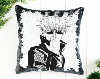 Jujutsu Kaisen Gojo Satoru Sequin Pillow Home Decor Pillow Case & Filling JJK Pillow Magic Pillow Decorative | Hidden Image Japanese Anime