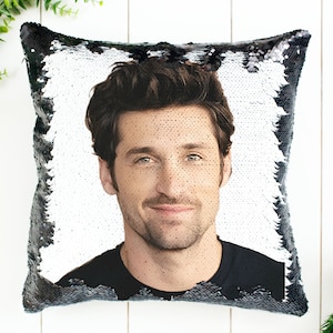 Derek Shepherd Sequin Pillow | Home Decor | Pillow Case & Filling | Magic Pillow | Decorative Funny Gift Idea For Grey&#39;s Anatomy Fans