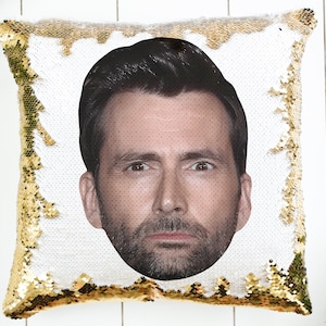 Almohada de lentejuelas David Tennant / Decoración del hogar / Funda de almohada y relleno / Almohada mágica decorativa / Regalo divertido / Regalo para estudiantes Fanáticos del cine