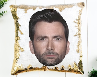 David Tennant Sequin Pillow | Home Decor | Pillow Case & Filling | Magic Pillow Decorative | Funny Gift | Gift For Learners Movie Fans