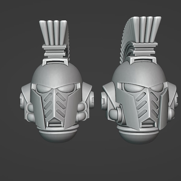 Space Knights - Greek Style Plume - Custom Helmets - SciFi Miniature Tabletop - Wargaming